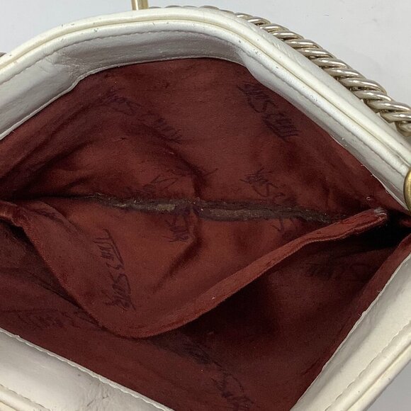 Vintage Ruth Saltz purse cream leather lion head chain handbag - Picture 11 of 12